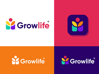 Growlife logo concept best logo branding clean colourful logo creative design graphic design green grow growlife icon leaf logo logo mark minimal modern nature simple