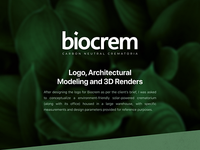 Biocrem (9/2021) 3d modeling 3d rendering architectural visualization design graphic design logo