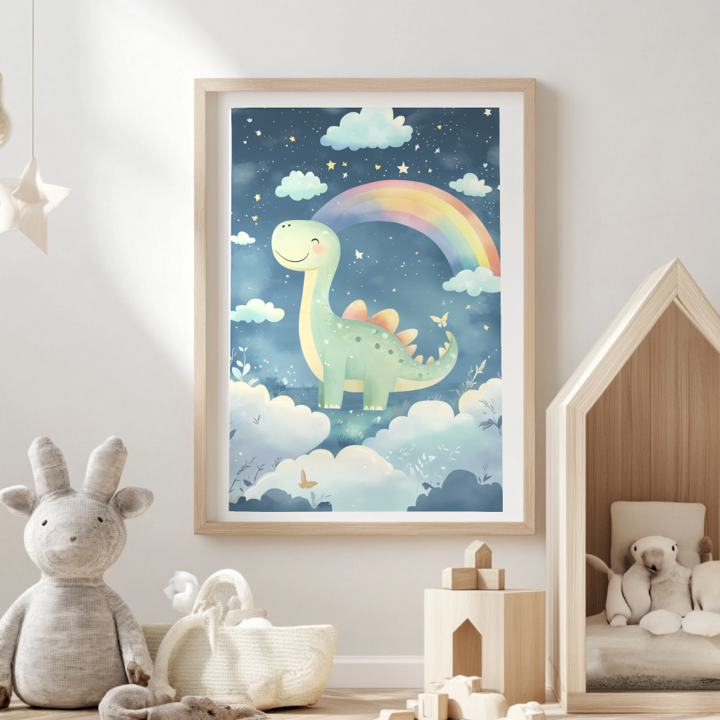 Cute Dinosaur Nursery Art, Whimsical Dino Print, Wall Decor baby dinosaur illustration baby room decor colorful dino print cute dino wall print digital dino artwork dino print poster dino wall decor dinosaur nursery art kids illustration kids room decor minimalist kids poster nursery decor nursery wall print pastel baby room art pastel kids art playful dino wall art playroom art print prehistoric animal art rainbow dinosaur art whimsical dino art