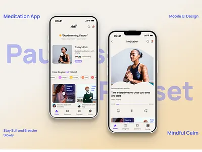 Mindful Calm – Meditation App Home UI meditationapp ui ux