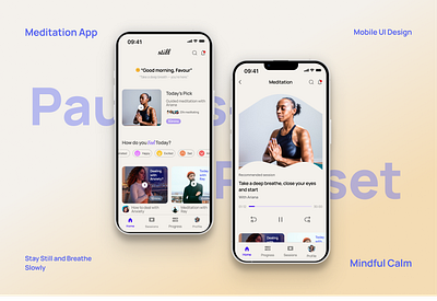 Mindful Calm – Meditation App Home UI meditationapp ui ux