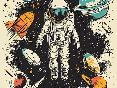 Retro Space Astronaut Art – Vintage Sci Fi Wall Print astronaut wall print astronomical art print celestial space decor cosmic galaxy poster cosmic nursery decor digital space illustration futuristic space art galaxy wall art interstellar poster nebula themed artwork outer space painting planetary wall poster retro space artwork rocket ship wall art sci fi digital print solar system print space art space lover gift universe art print vintage sci fi art
