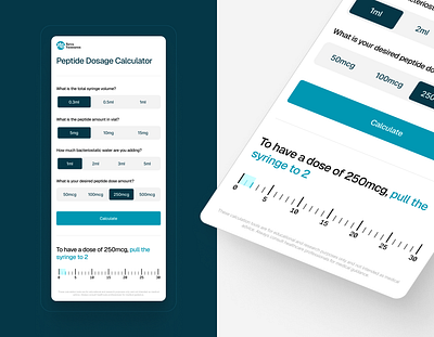 Peptide Dosage Calculator calculator design figma health medical minimal peptides product product design ui ux wellness