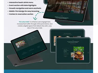 ☕ The Lotus Cafe – Where Calm Meets Coffee 🌿 adobe xd bali branding cafe desain web design detail menu figma graphic design home home restaurant landing page lotus menu restaurant ubud ui uiux usability testing ux