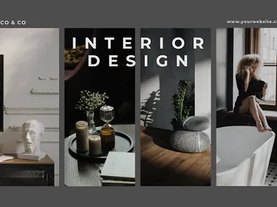 Black Grey Brown Minimalist Photo Collage Interior Design social media post