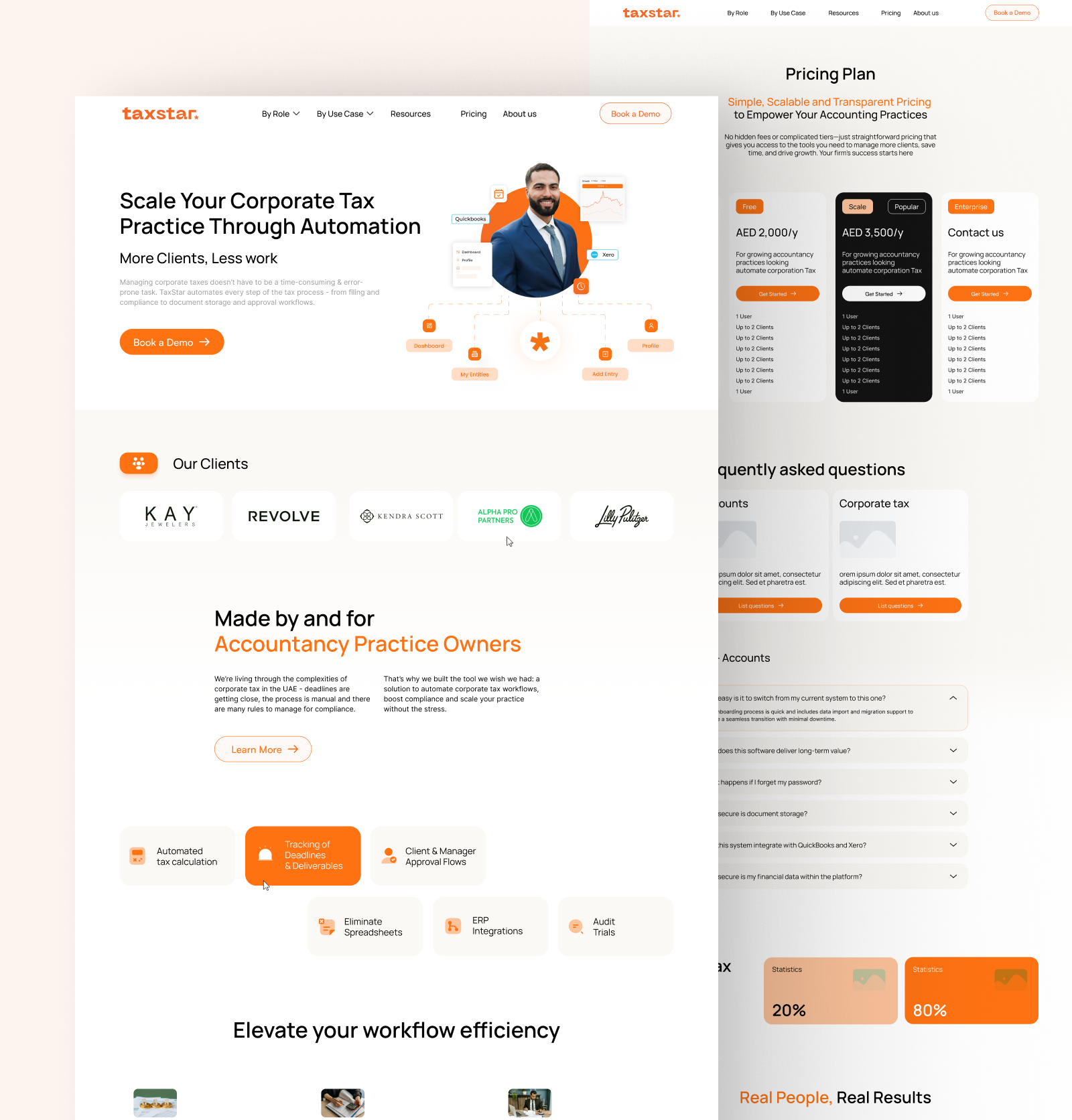TaxStar – Corporate Tax Automation Landing Page arab style landing page orange tax accounting tax consultancy tax star uae taxation