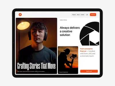 Videographer portfolio website - Hero section animation bento button camera graphic design grid hero section motion graphics portfolio typography ui ui design videography web design website