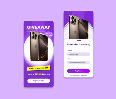Giveaway Sign-Up Screen – Mobile UI dailyui giveaway mobileui signup