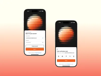 Bright Orange iOS Onboarding: Login & Verification Flow Design appdesign creative design dailyui design system ios iosdesign orange product design ui uiux ux