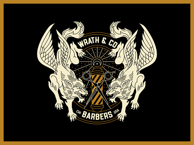 Apparel apparel badge barber barbers branding design geometric graphic design illustration line lineart logo merch merchandise minimal monoline motor t shirt wolf