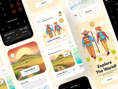 Travel Mobile Application Design app app design awe booking booking app home illustration illustration app ios mobile app onboarding tourism travel travel app travel service trip trip app