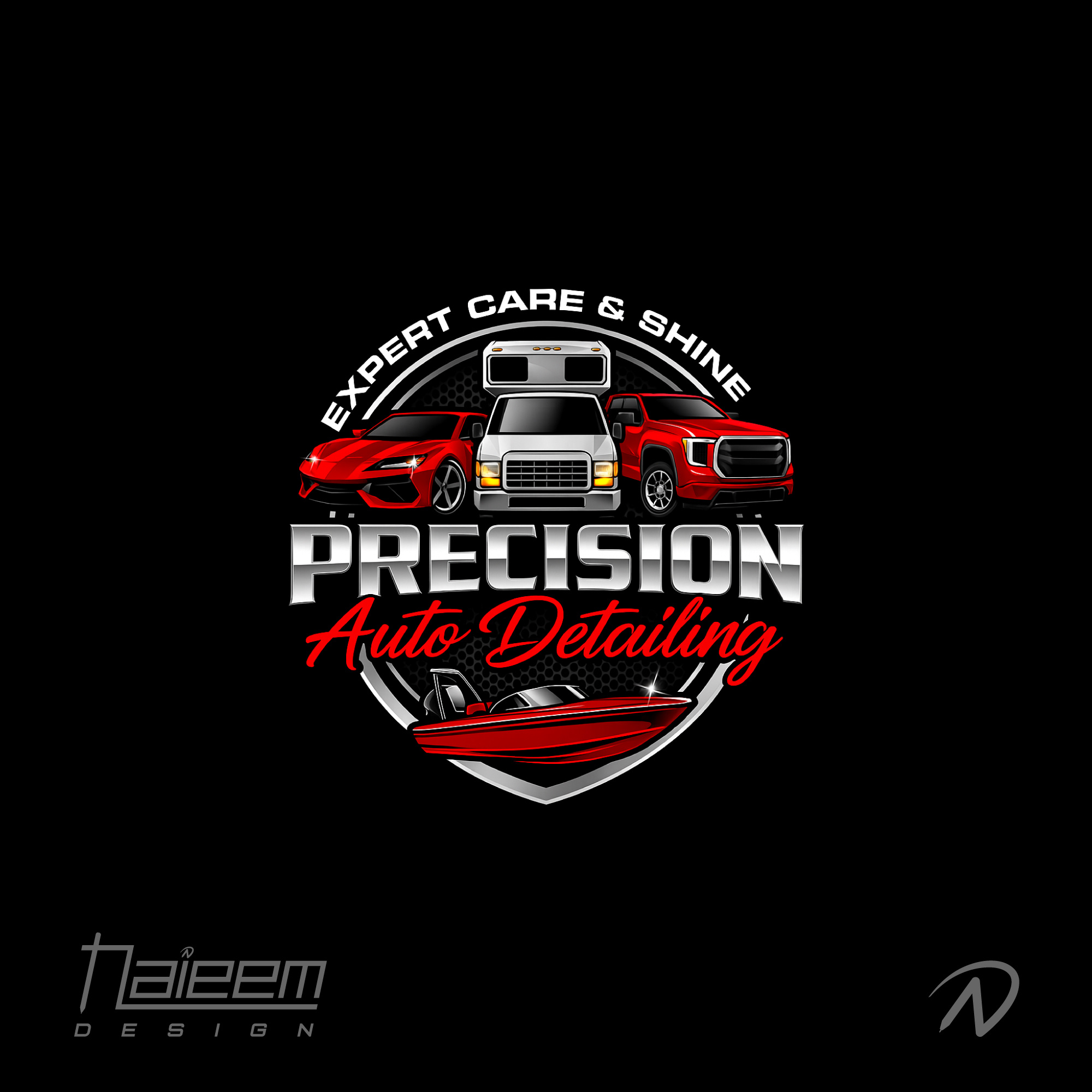 High-End Detailing Logo for Automotive & Marine Services auto detailing business identity auto detailing logo auto service badge logo boat detailing logo boat shine service logo car and truck logo design car wash logo custom logo for auto detailing detailing business logo detailing company logo design expert shine logo luxury car care logo modern detailing logo naieem design auto logo precision detailing logo premium vehicle service branding rv detailing logo truck detailing logo vector logo for cars vehicle branding logo