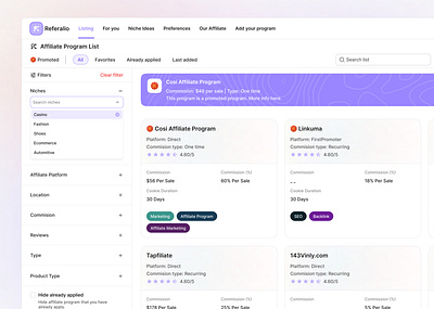 Referalio — Affiliate Program Dashboard animation app branding design flat graphic design illustration illustrator logo logo design product design typography ui ui design ux ux design vector web web design website