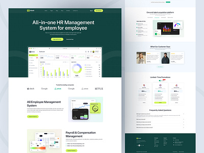 HR Management SaaS Website b2b clean hire homepage hr management human resource landing page modern design popular design pricing project management saas saas landing page sallery startup team management uiux ux ux designer website