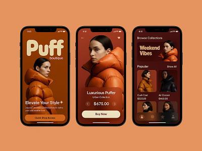 Puff Boutique – Mobile UI Concept app appdesign branding cleanui creativedesign design designinspo dribbbleshots fashionapp figmadesign graphic design minimaldesign mobiledesign mobileui moderndesign onlineshopping productdesign ui uidesign ux