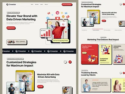 Creastar - Digital Marketing Agency agency branding company corporate design digital elementor framer landing marketing media page profile social template ui unique webflow website wordpress