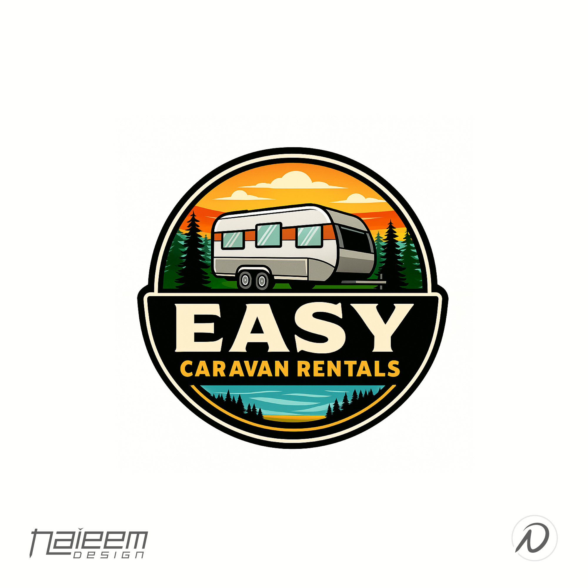 Professional Caravan Logo Design for Travel Rental Businesses camper rental service logo camper trailer branding campervan rental branding camping business logo caravan rental logo custom logo for travel service family camping logo forest camping logo lake view caravan logo logo for caravan hire company naieem design travel logo nature adventure logo nature travel identity outdoor rental business logo peaceful nature logo retro camping logo rv caravan illustration rv hire logo design travel trailer vector logo trip planner logo design