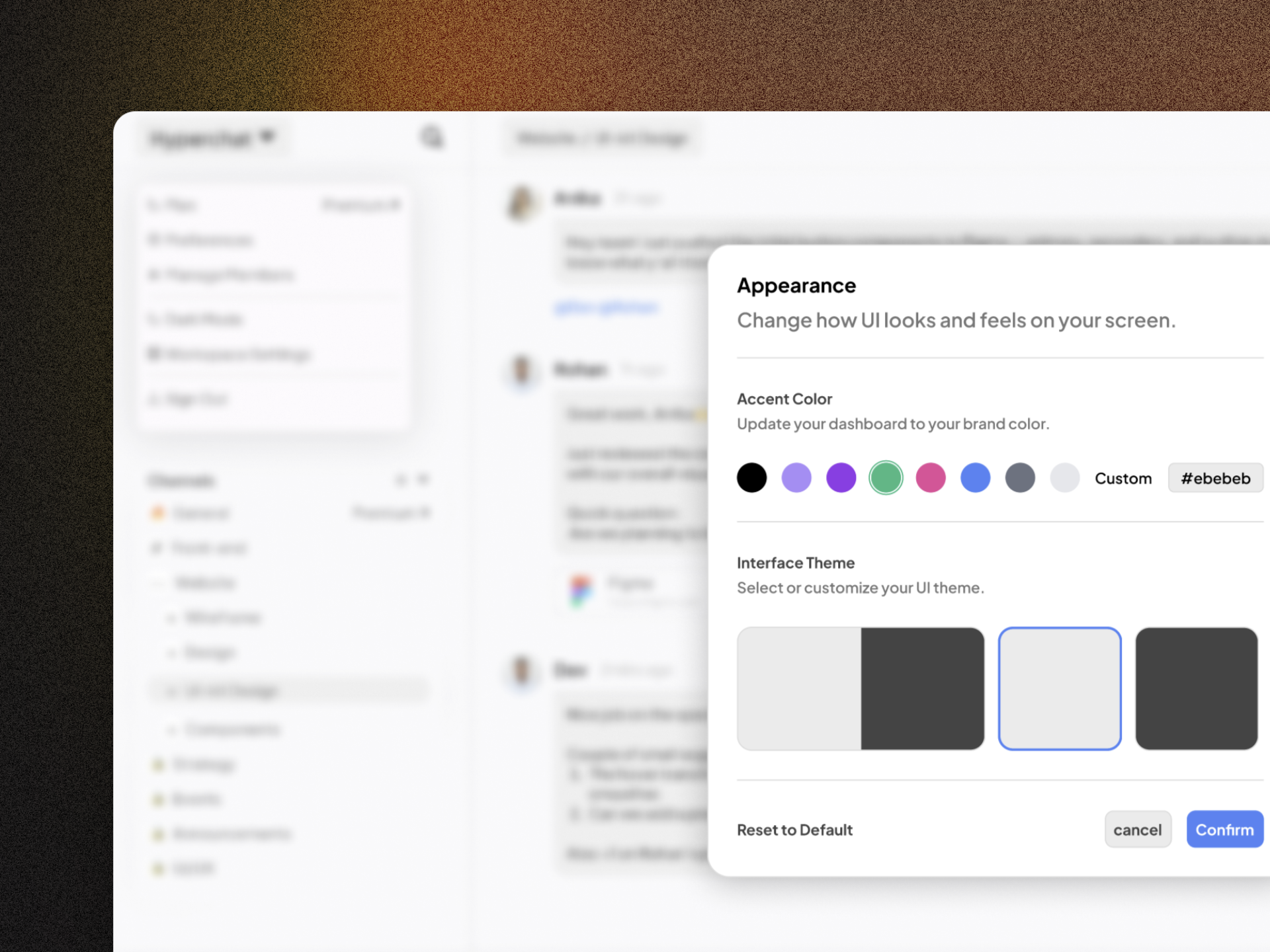 Appearance Setting appearance designing figma graphic design setting ui uiux