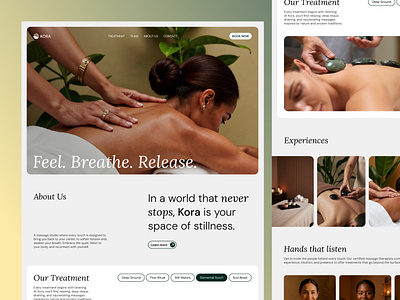 Wellness Center Website clean design health beauty holistic design massage massage therapy minimal ui self care spa spa website ui ui design uxui website website concept wellness center wellness center website wellness website