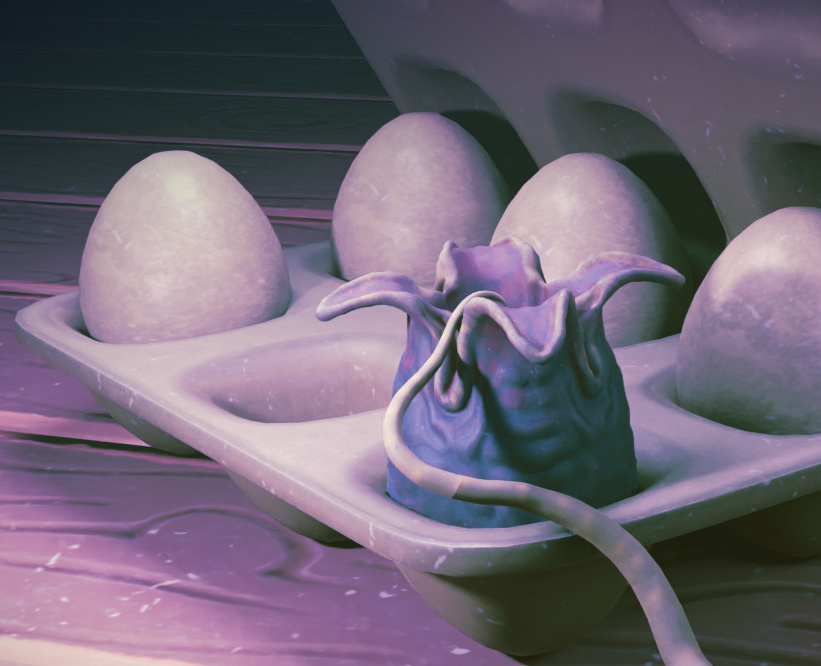 Art for Cosmonautics Day. 3d alien aliens blender facehugger illustration