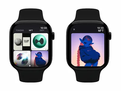 Crypto Wallet App UI Kit - NFTs on Apple Watch app design design system ios nft ui ui kit ux wallet watch web3