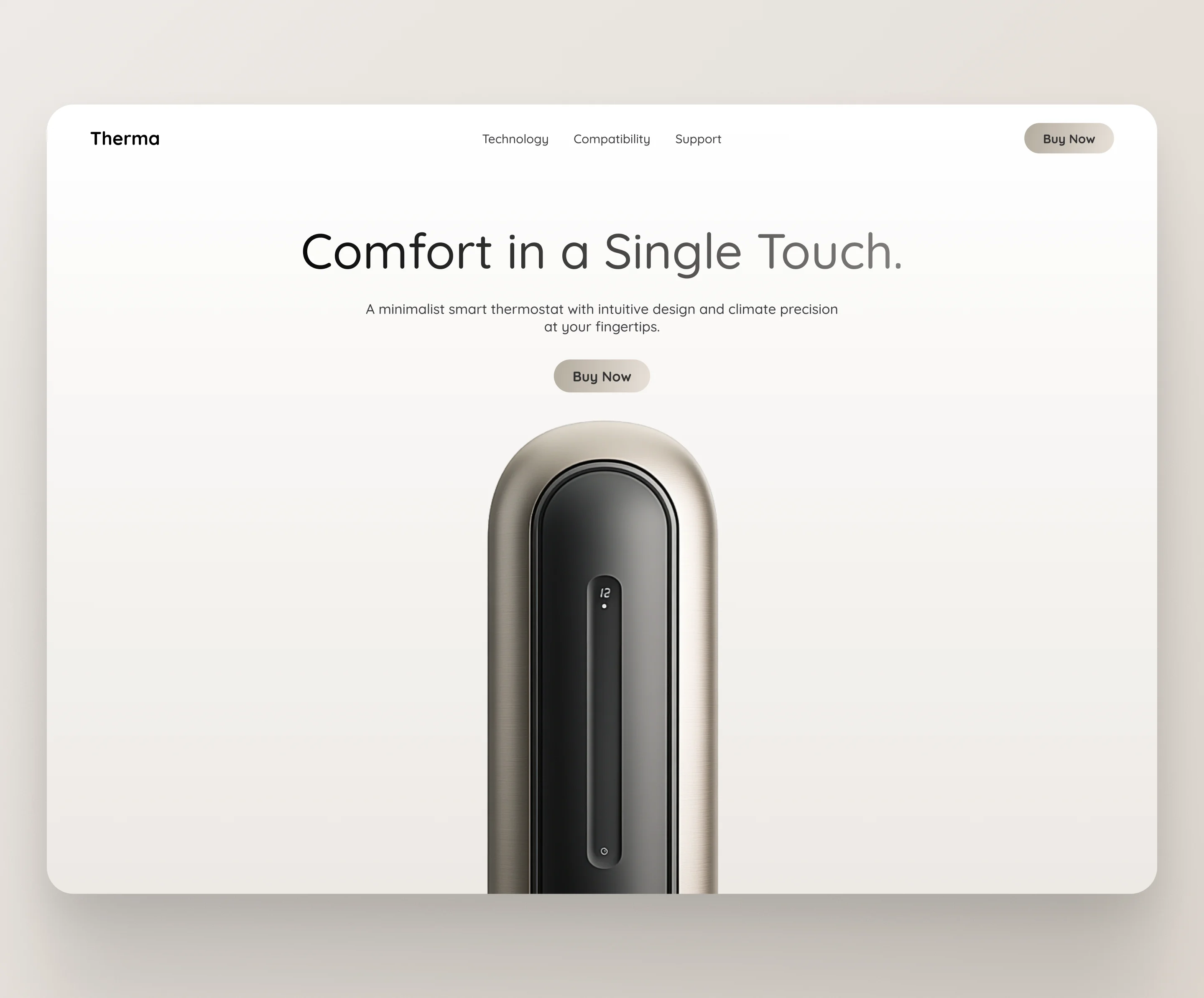 Therma – Modern Climate Control UI Design 3d air cooling branding clean climate design hero modern sleek technology temperature ui ux