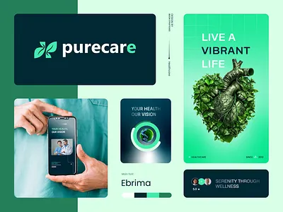 (Purecare) Healthcare & medical logo design brand brand identity branding business logo care logo company logo healthcare hospital logo logo logo design logo sale medical logo nature