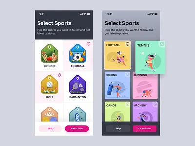 Sports App app design boxing branding cricket design figma football golf illustration mobile app running selection sports tennis typography ui design update
