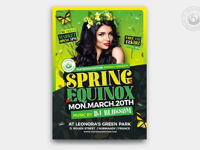 Spring Equinox Flyer Template V7 bio club design ecological equinox festival flyer garden green nature park party photoshop picnic poster psd spring template