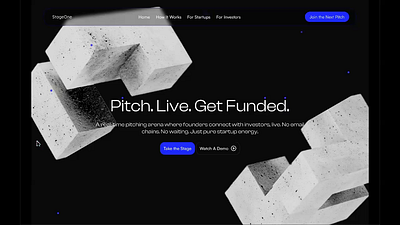 StageOne blue dark design founder idea investor landing landing page pitch startup web website