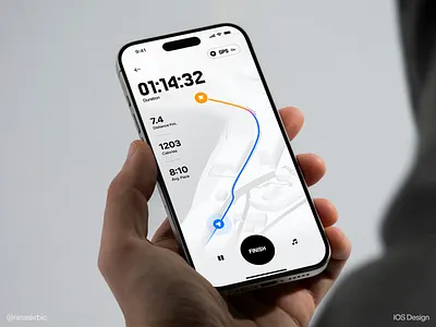 Running - mobile app app bike calories clean distance finish goal gps graphic design gym map mobile navigation ride running track training ui uiux ux