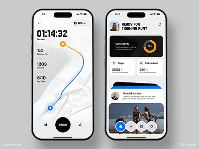 Running mobile app app distance finish goal gps gym ios map mobile navigation running track training ui design ux