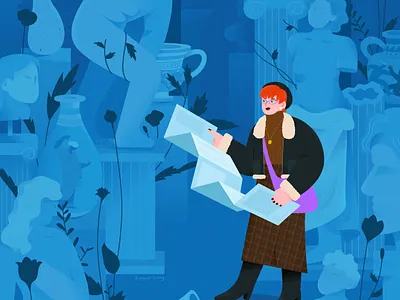 Museum tour flat graphic illustration illustrator vector