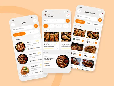 Recipe sharing Mobile app appdesign cleanui figma foodapp inspiration minimaldesign mobileapp mobileui productdesign recipeapp uidesign uiux userinterface uxdesign