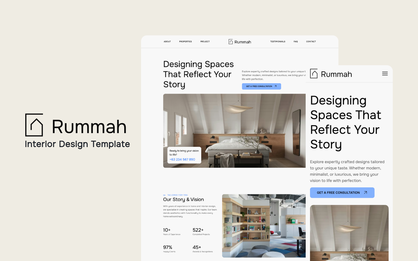 Rummah – Webflow HTML website template animation clean design graphic design html interaction interior minimalist modern no code real estate template ui ui design ux ux design webflow webflow template website white