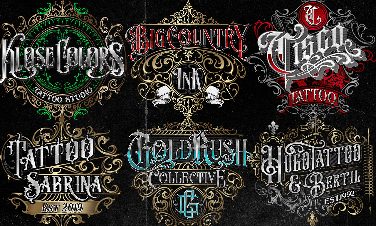 Example of Vintage Logo, Tattoo Lettering