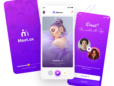 Dating Application UI/UX - Meet.ox android app design application case study dating dating app dating application flat ios minimal mobile app product design swipe tinder typography ui ui ux ux vector