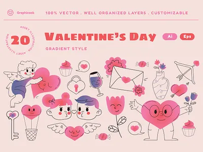 Pink Gradient Valentine's Day Illustration couple gradient landing page love loving pink relationship valentine valentines day
