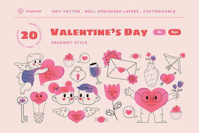 Pink Gradient Valentine's Day Illustration couple gradient landing page love loving pink relationship valentine valentines day