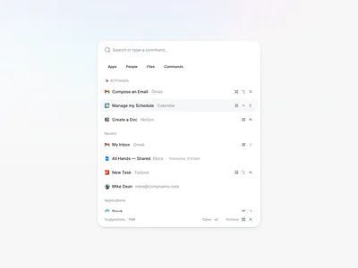 Command K Menu + AI chat gpt clean cmd k command bar command k design dropdown filter menu minimal saas search search bar task ui ui design user interface ux ux design web