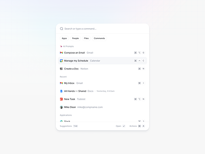 Command K Menu + AI chat gpt clean cmd k command bar command k design dropdown filter menu minimal saas search search bar task ui ui design user interface ux ux design web