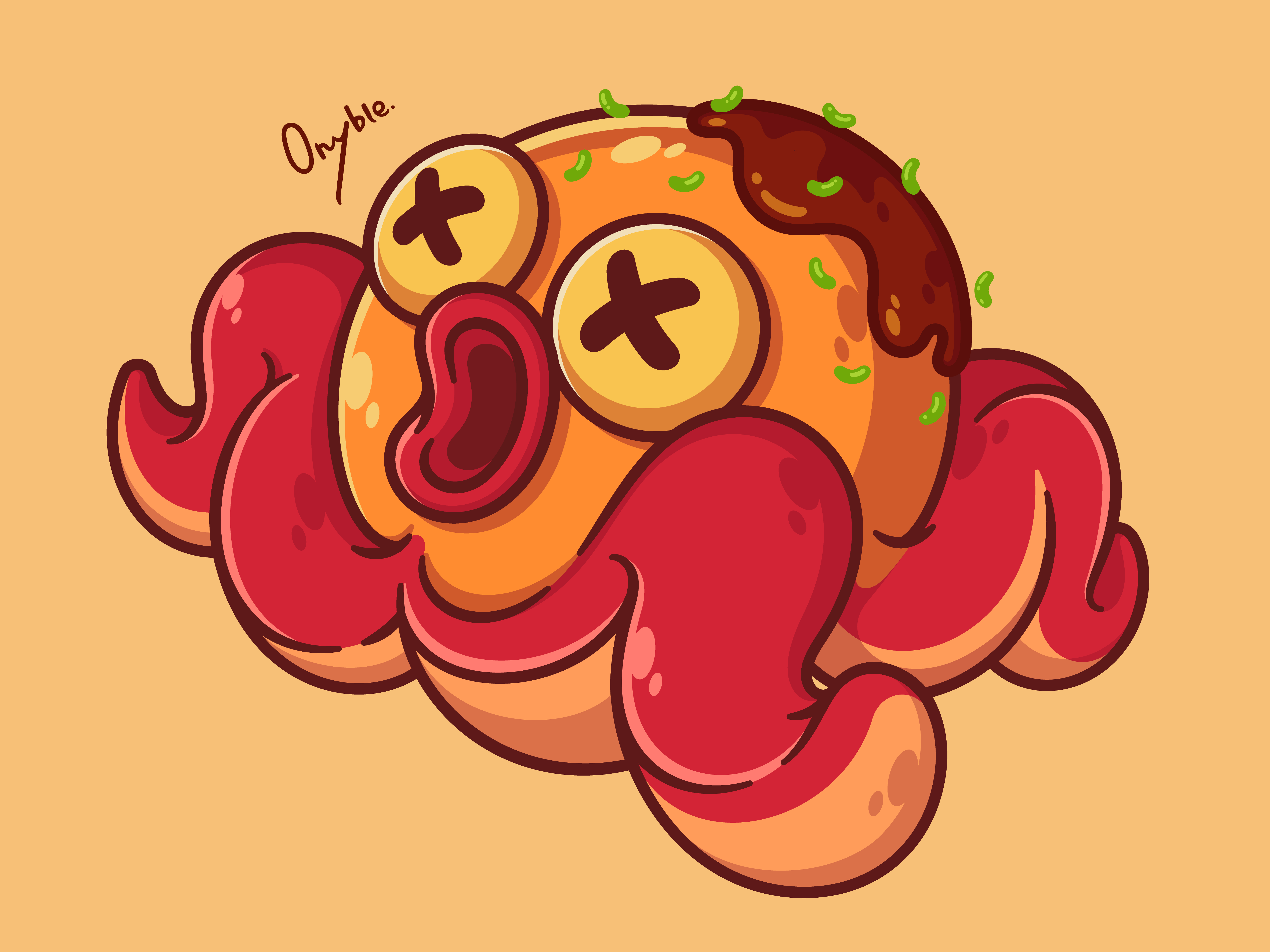 Takoyaki Octopus🐙 - Meat Meal & More art ball cute delicious illustration japanese octopus sauce seafood takoyaki tasty vector