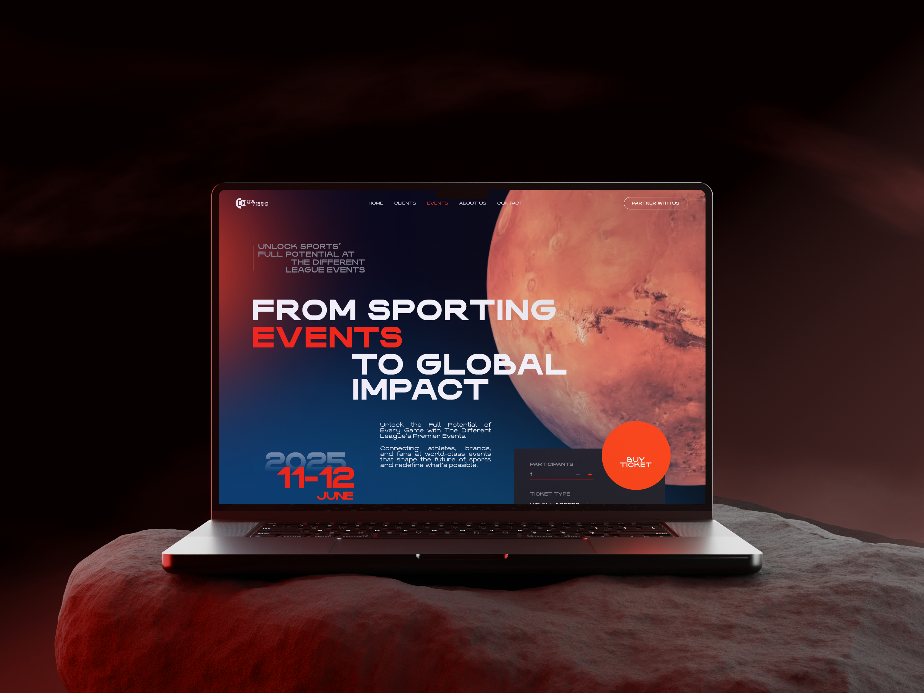 Landing Page Premium Sports Management Website astronomy clients dark mode events landing page minimalism mobile mobile design modern premium responsive responsive design sports ui uiux web app web app design website design