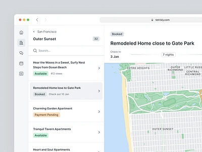 Real estate management - Tetrisly Design System dashboard design system fintech icons list view management map navigation product property real estate saas side bar sidebar table