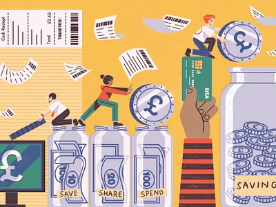 Waitrose Weekend Magazine colour design editorial illustration finance illustration print savings
