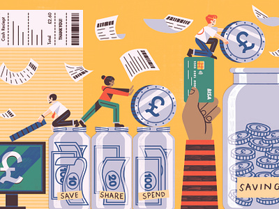 Waitrose Weekend Magazine colour design editorial illustration finance illustration print savings