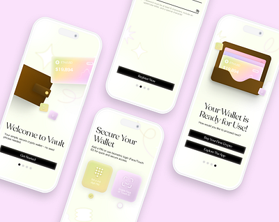 Crypto Wallet App Onboarding Screens + Prototype app blockchain branding crypto design graphic design onboarding screens ui user interface wallet app