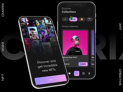 NFT Mobile App Animation Design 3d animated animation app design art artcollection artwork design illustration interaction marketplace motion motiongraphics nft nftart nftartist nftmarket ui ux video