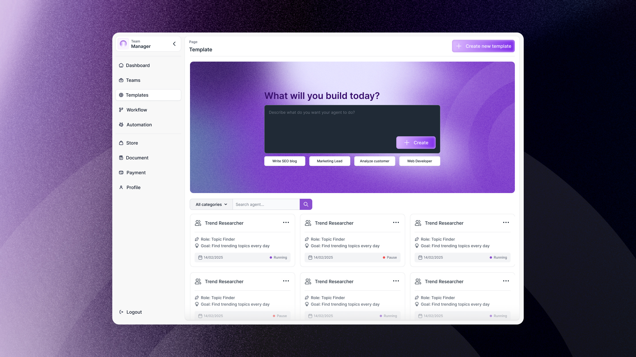 AI agent platform ai ai agent figma mobi saas ui