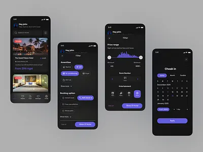 Hotel Booking App Design app design apps booking booking app clean ui figma filter graphic design home screen hotel booking hotel booking app mobile app product design ui uiux user friendly visual design